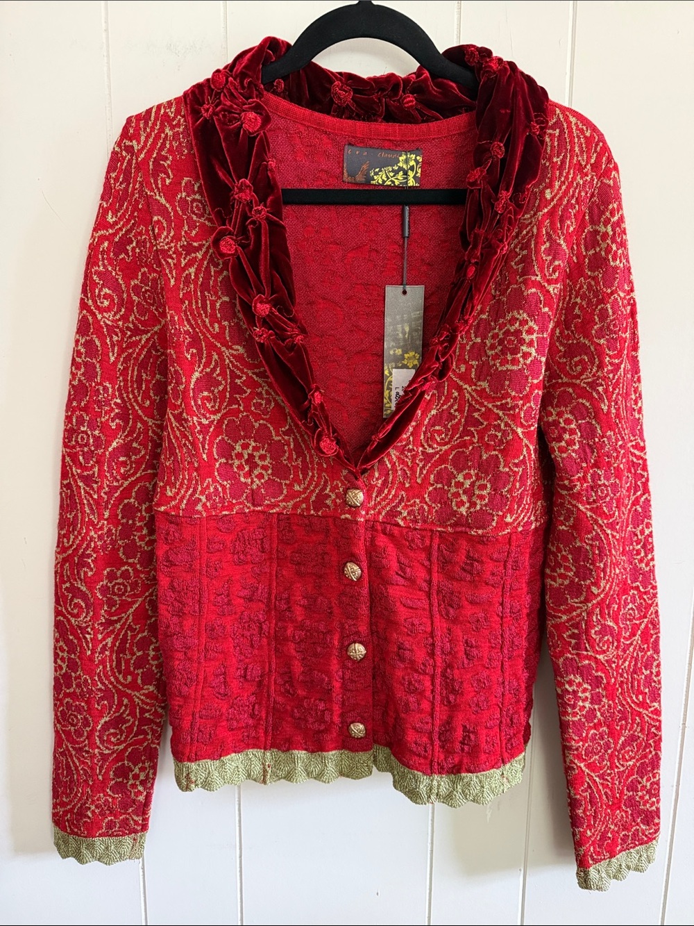 Eva & Claudi NWT Danish Wool Cardigan Large Boho Whimsigoth Renfaire Art to Wear
